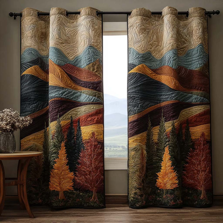 Autumn Mountain Pine Quilted Curtains NCU0NT11274
