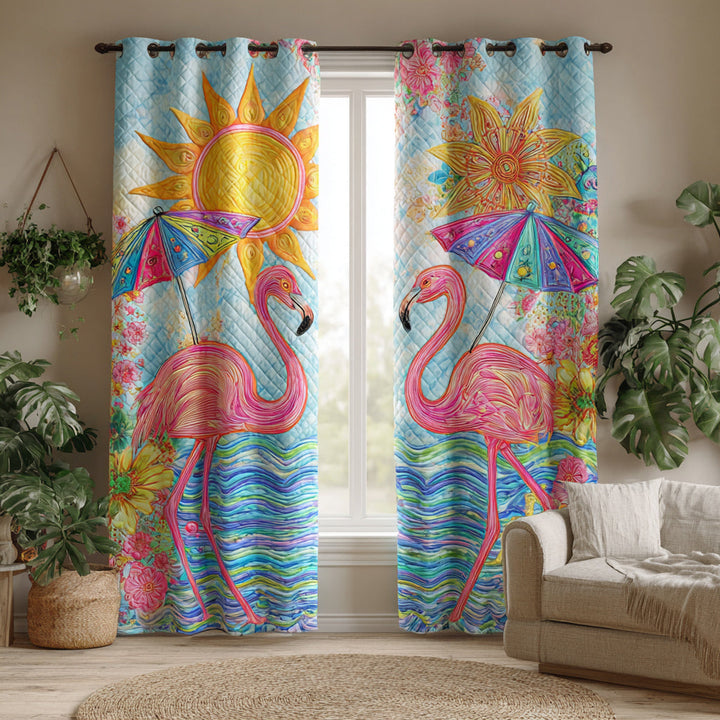 Azure Flamingo Quilted Curtains NCU0HH1722