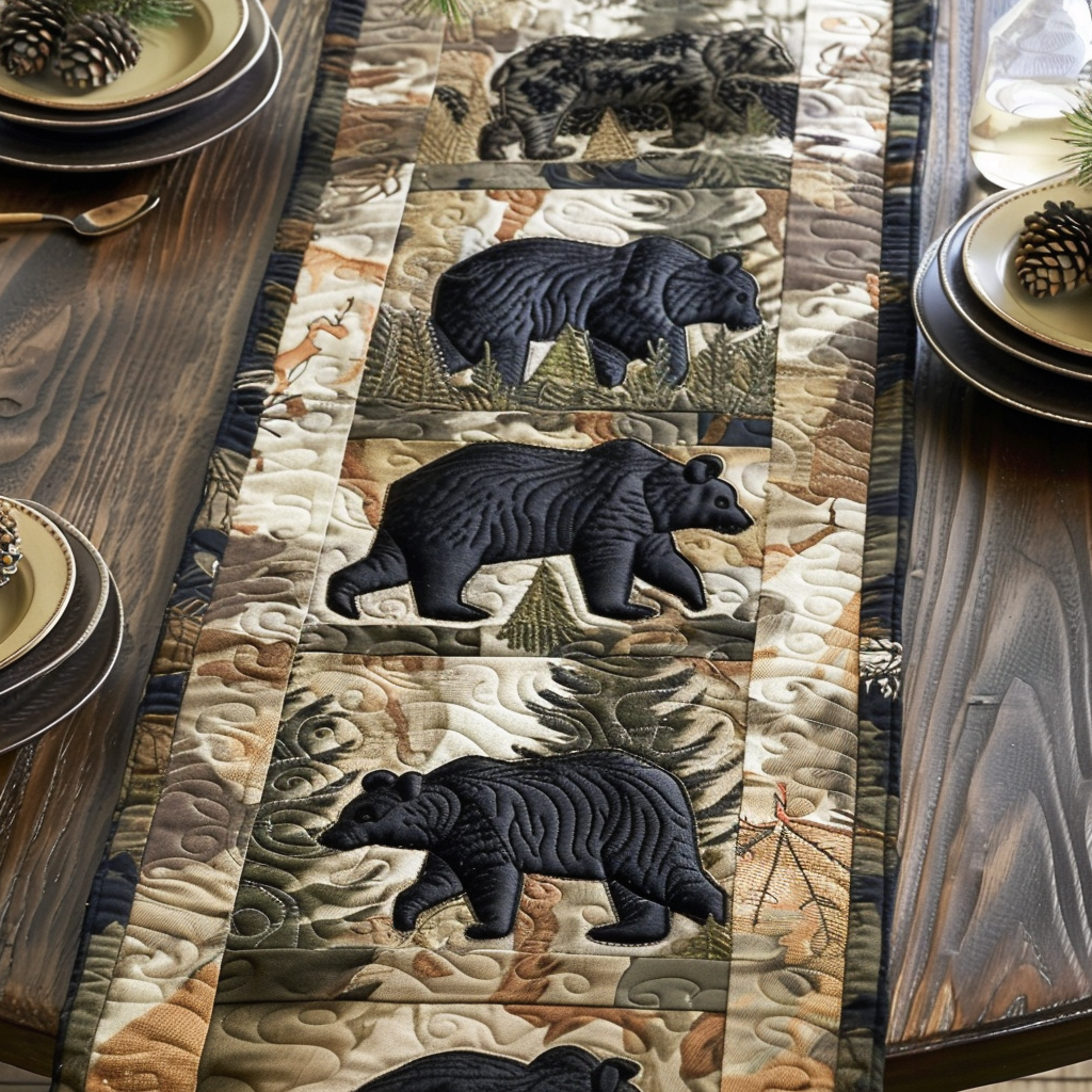 Black Bear Quilted Table Runner NCU0VT140