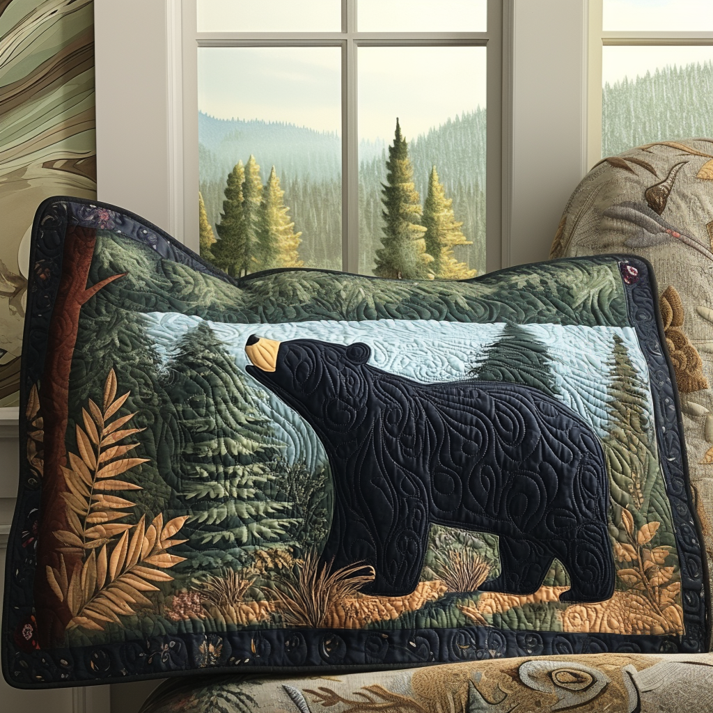Black Bear Pines Quilted Bedding Pillow Case NCU0DV6345