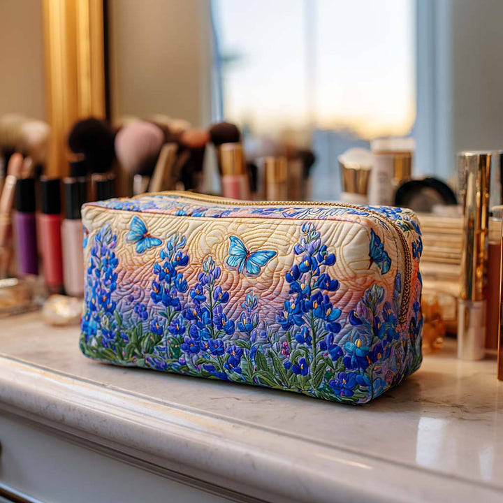 Blue Butterfly Quilted Makeup Bag NCU0NT10301