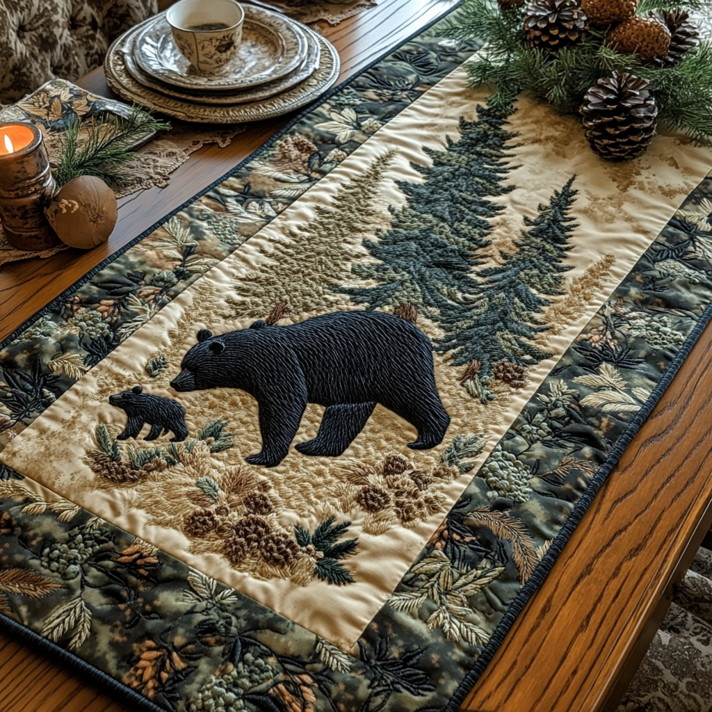 Black Bear Quilted Table Runner NCU0VT140