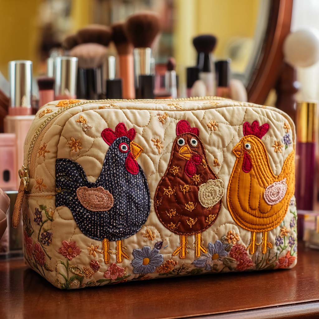 Chicken Charm Quilted Makeup Bag NCU0NT10534