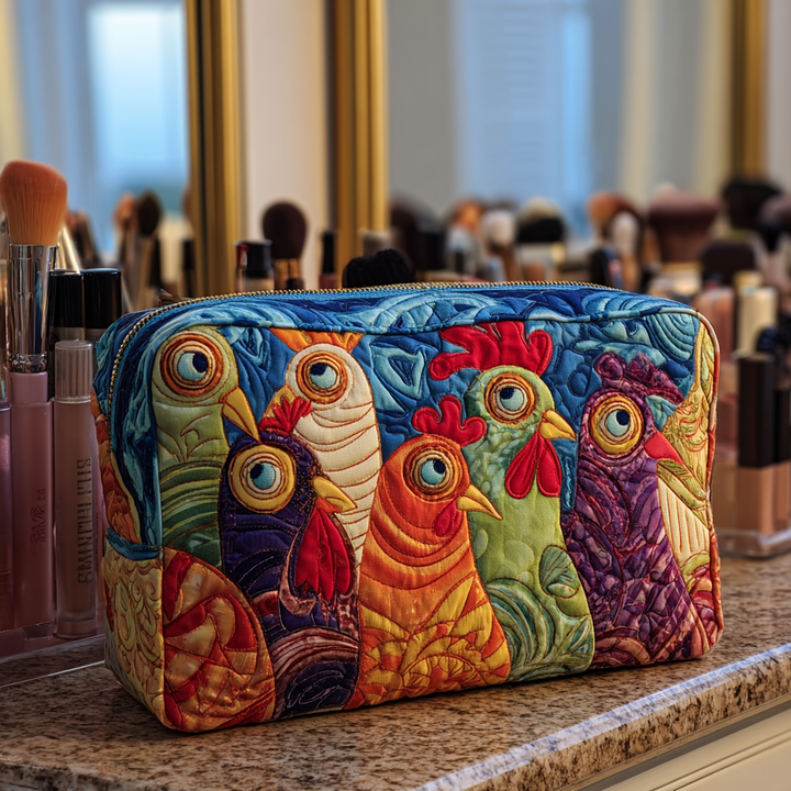 Chicken Garden Quilted Makeup Bag NCU0DK10287
