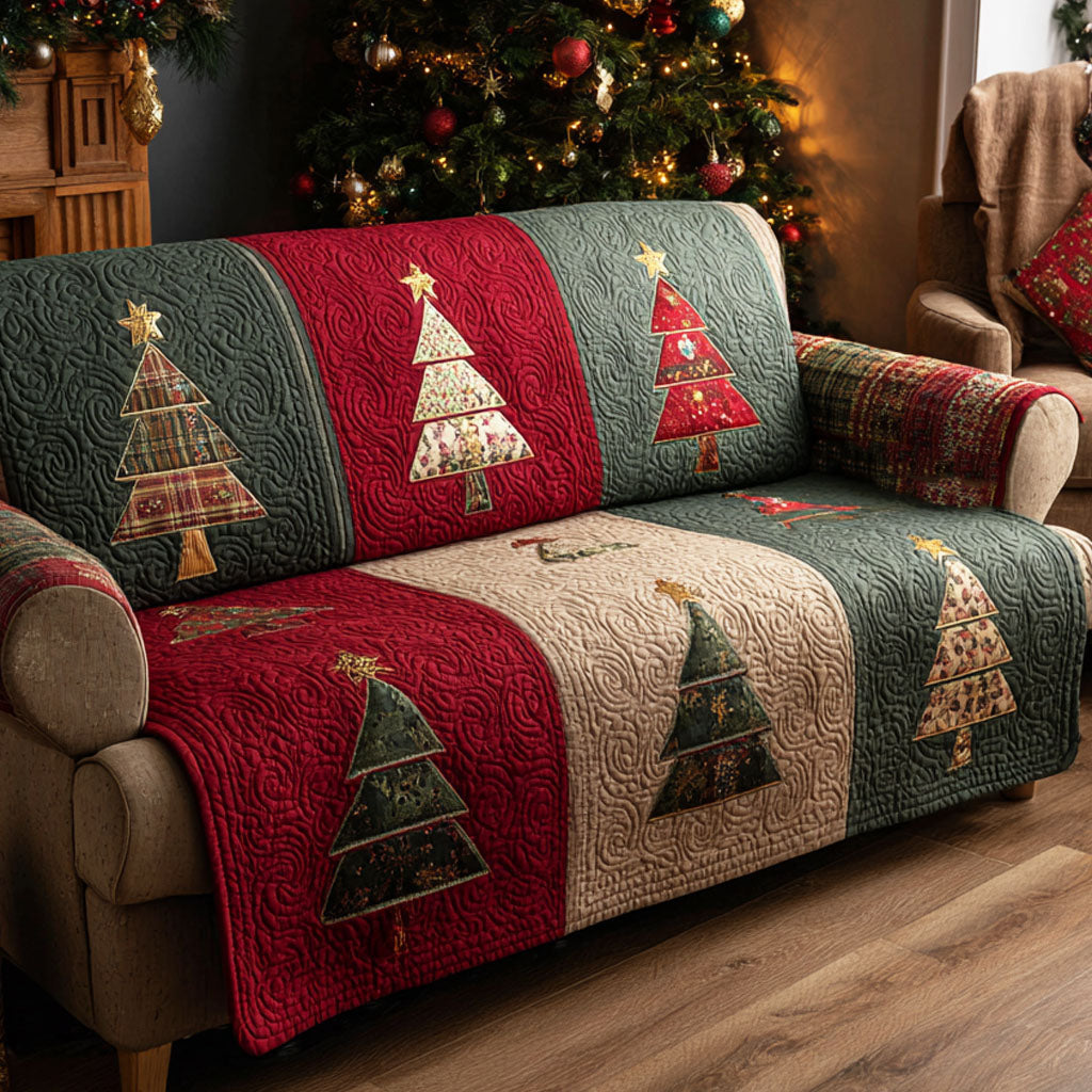 Christmas Pine Quilted Sofa Cover NCU0TV841