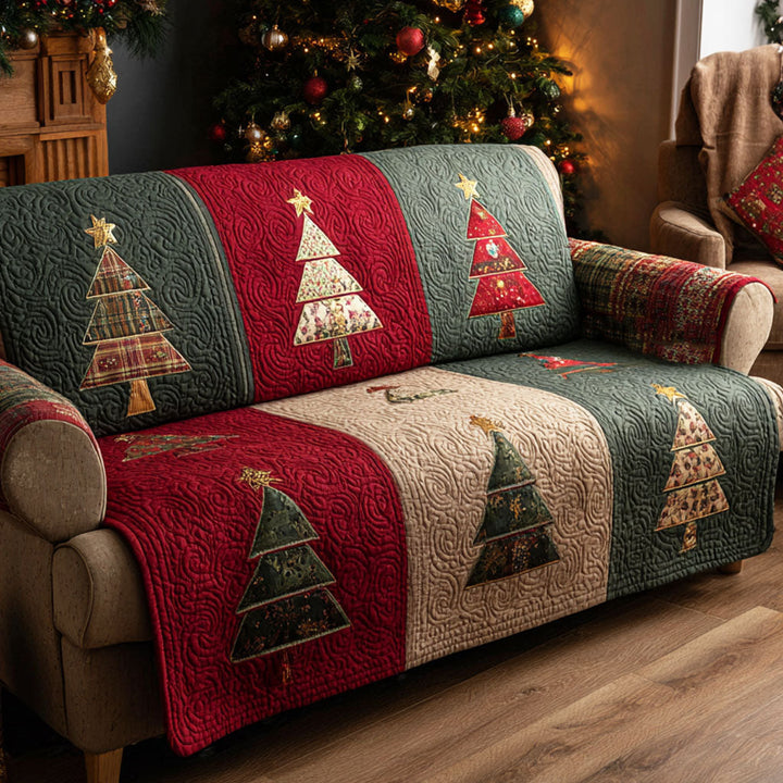 Christmas Pine Quilted Sofa Cover NCU0TV841