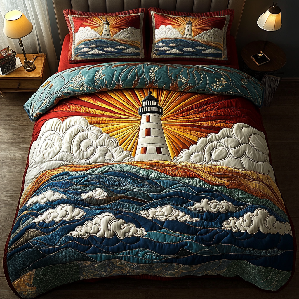 Lighthouse 3-Piece Quilted Bedding Set NCU0VT109