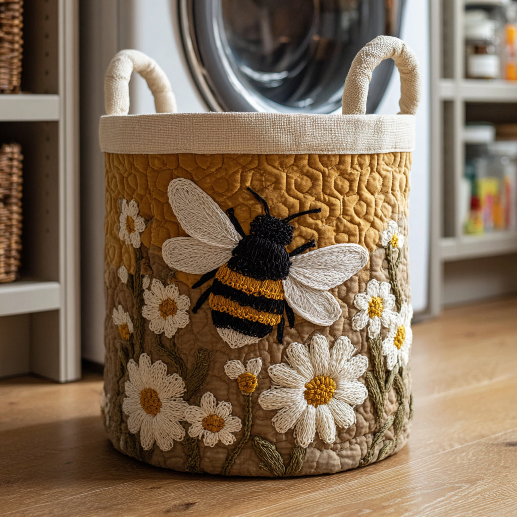 Honey Daisy Bee | Quilted Laundry Basket