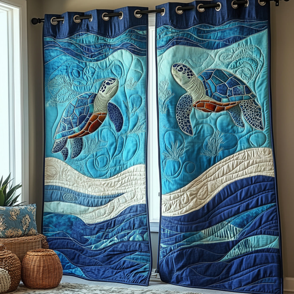 Deep Sea Slow Quilted Curtains NCU0NT10977