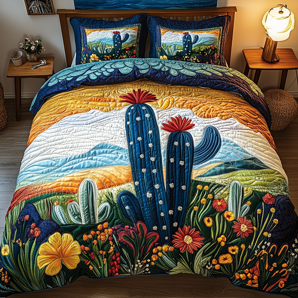 Cactus Sunset 3-Piece Quilted Bedding Set NCU0VT118