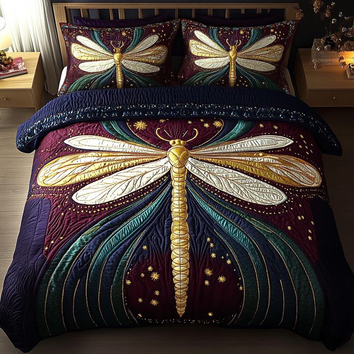 Dragonfly 3-Piece Quilted Bedding Set NCU0VT91