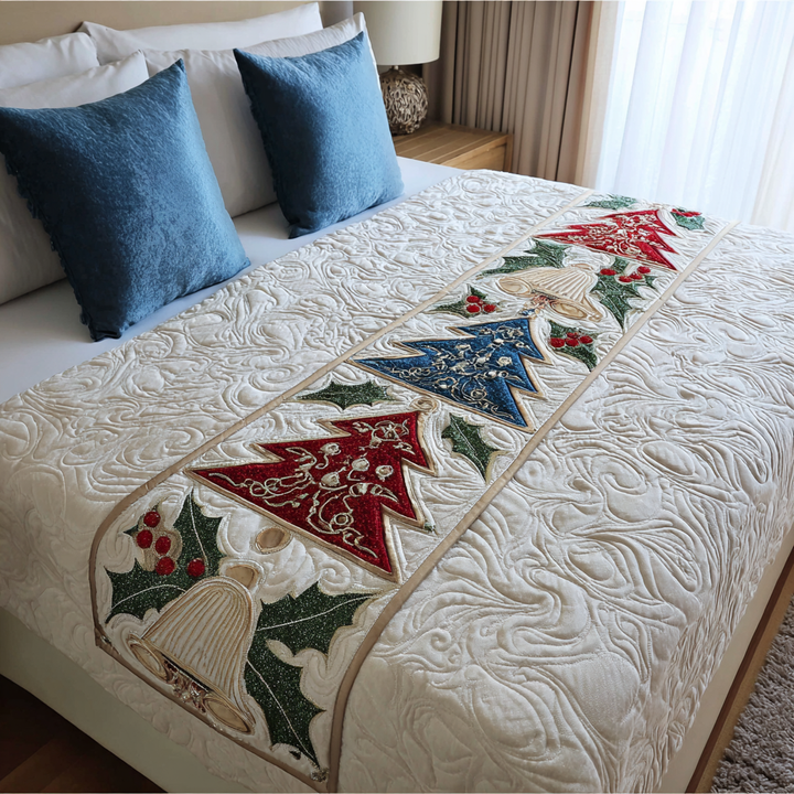 Festive Ornaments Quilted Bed Runner NCU0DK10055