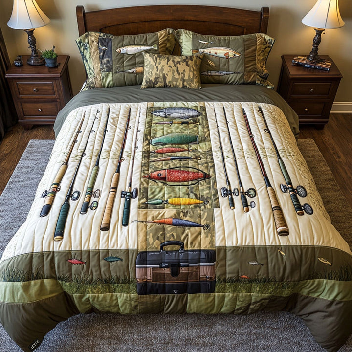 Fishing 3-Piece Quilted Bedding Set NCU0VT150