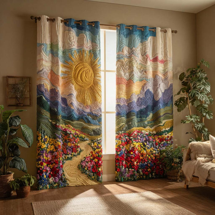 Floral Path Quilted Curtains NCU0HH1765
