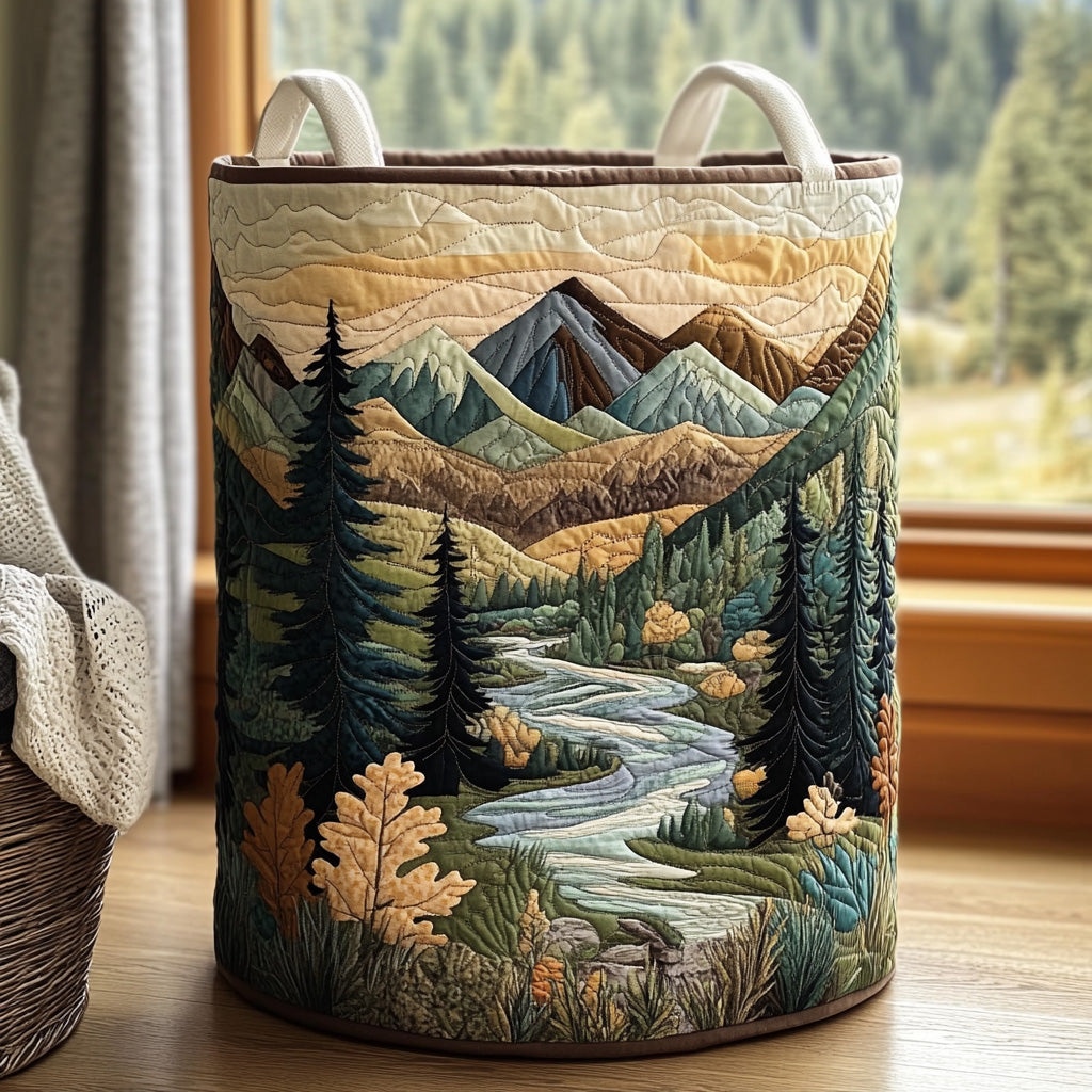 Brook Forest Stream | Quilted Laundry Basket