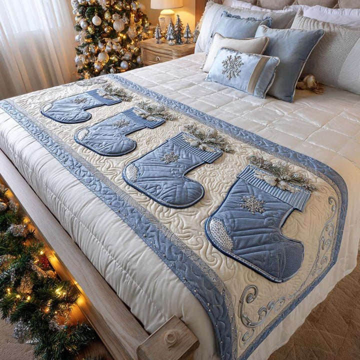 Frosted Stockings Quilted Bed Runner NCU0XD782