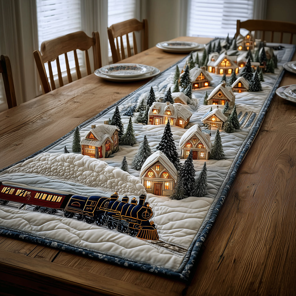 Winter Train Quilted Table Runner NCU0VT299