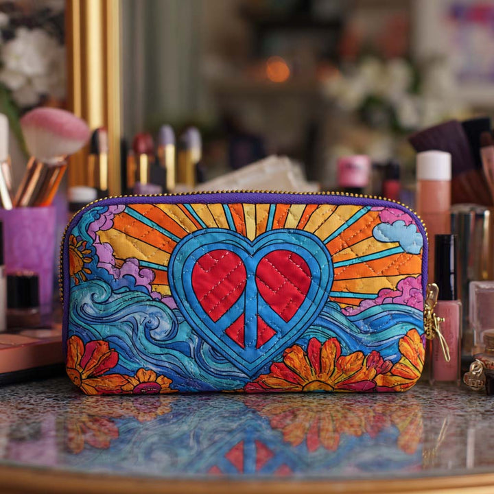 Heart of Peace Quilted Makeup Bag NCU0XD878