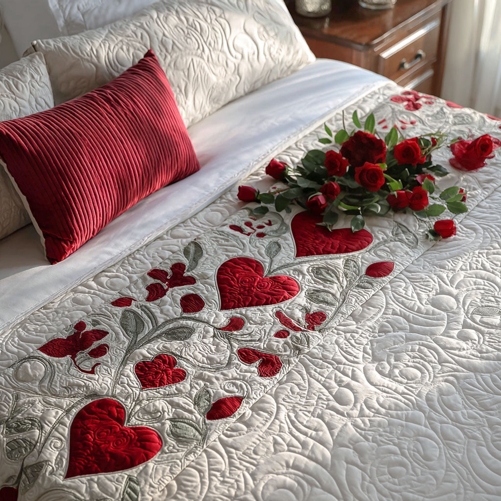 Heirloom Hearts Quilted Bed Runner NCU0PT10813