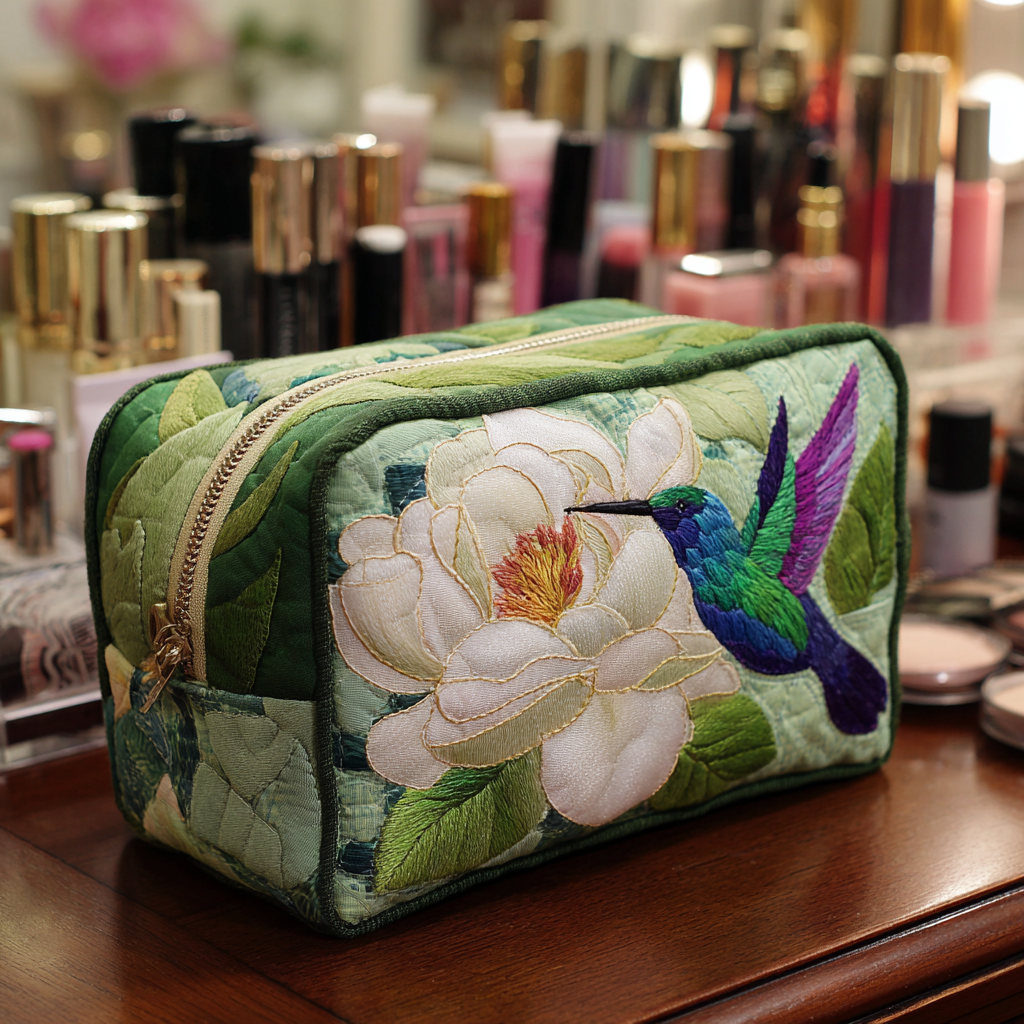 Hummingbird Charm Quilted Makeup Bag NCU0DK10215