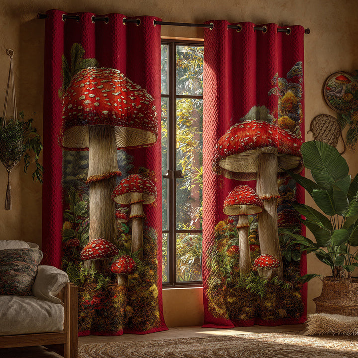 Jolly Mushroom Grove Quilted Curtains NCU0HH1492