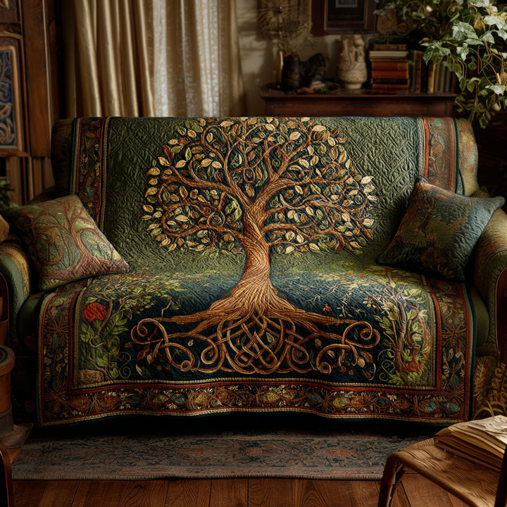 Tree Of Life Quilted Sofa Cover NCU0VT364