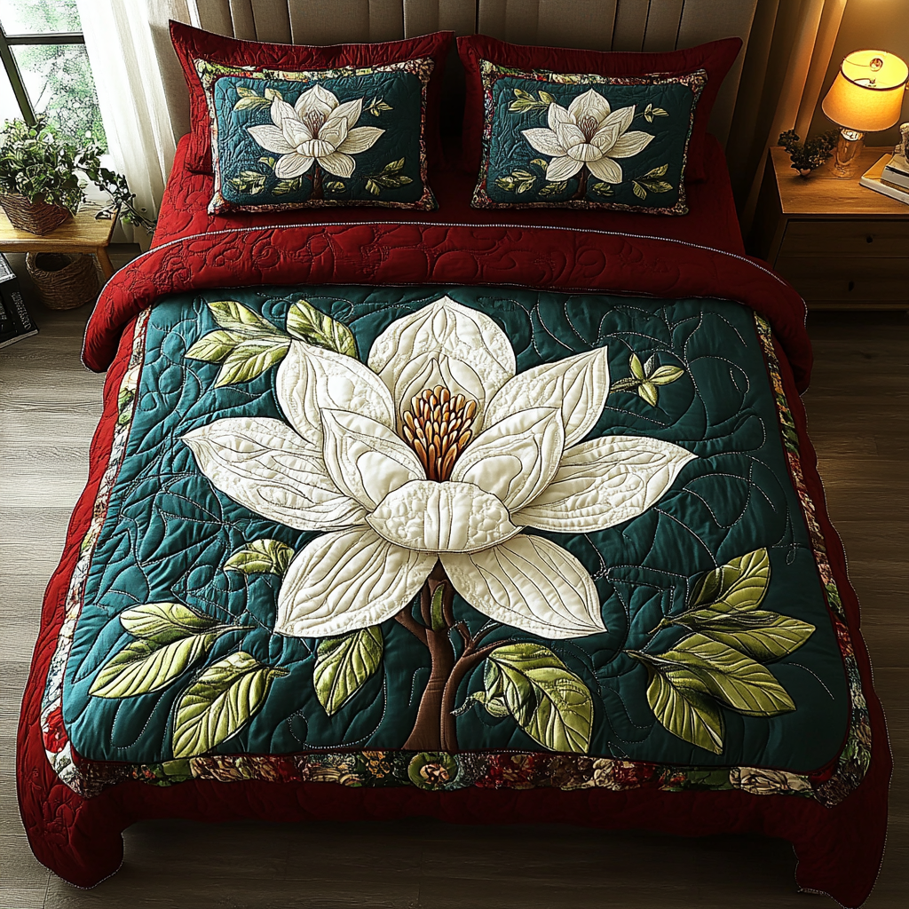Magnolia 3-Piece Quilted Bedding Set NCU0VT130