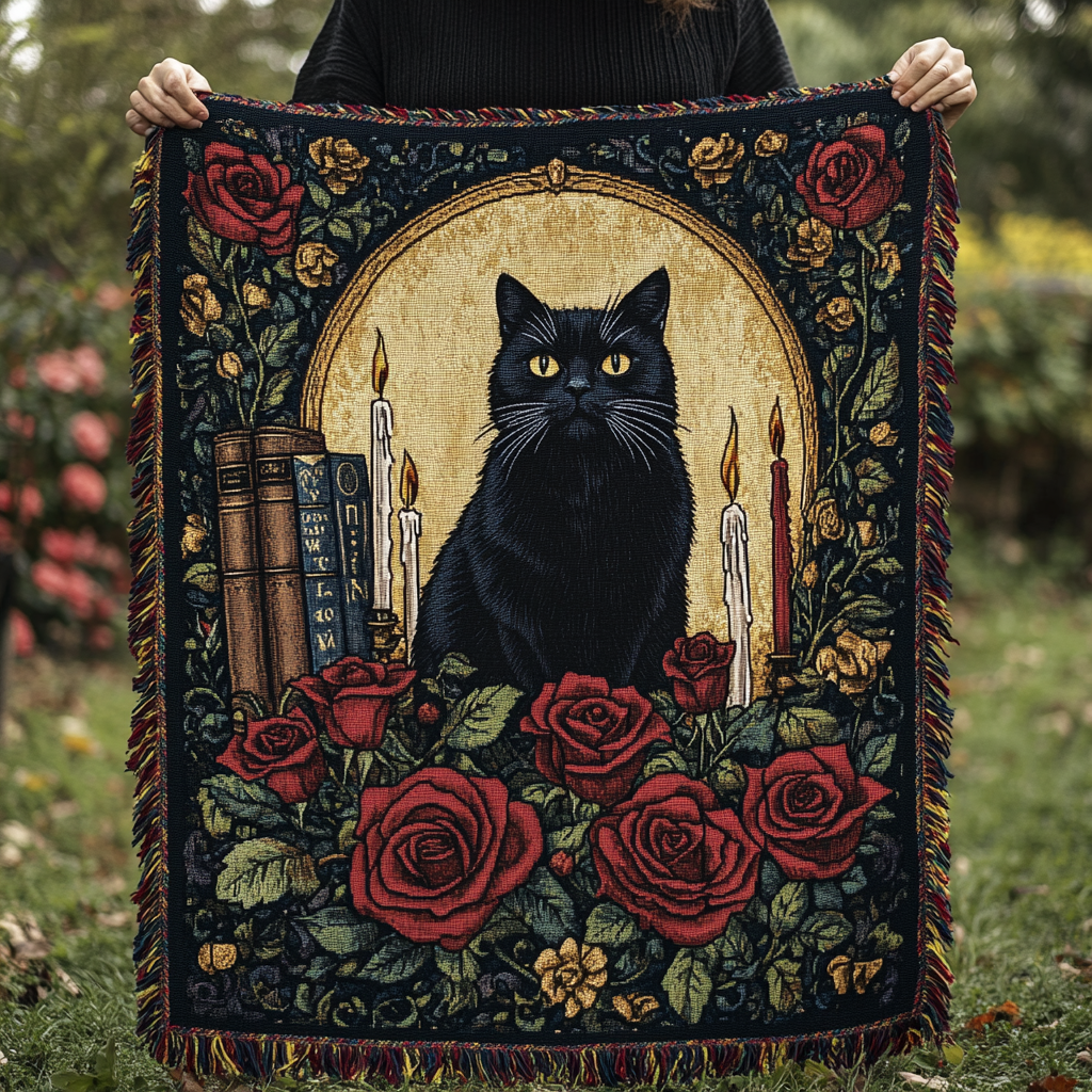 Nightfall Feline Woven Sofa Blanket NCU0DV4168
