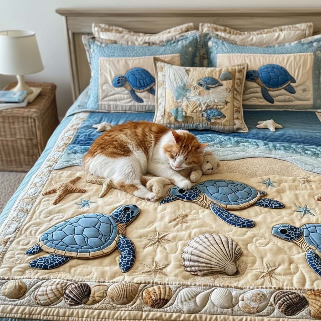 Ocean Waves 3-Piece Quilted Bedding Set NCU0NT2149