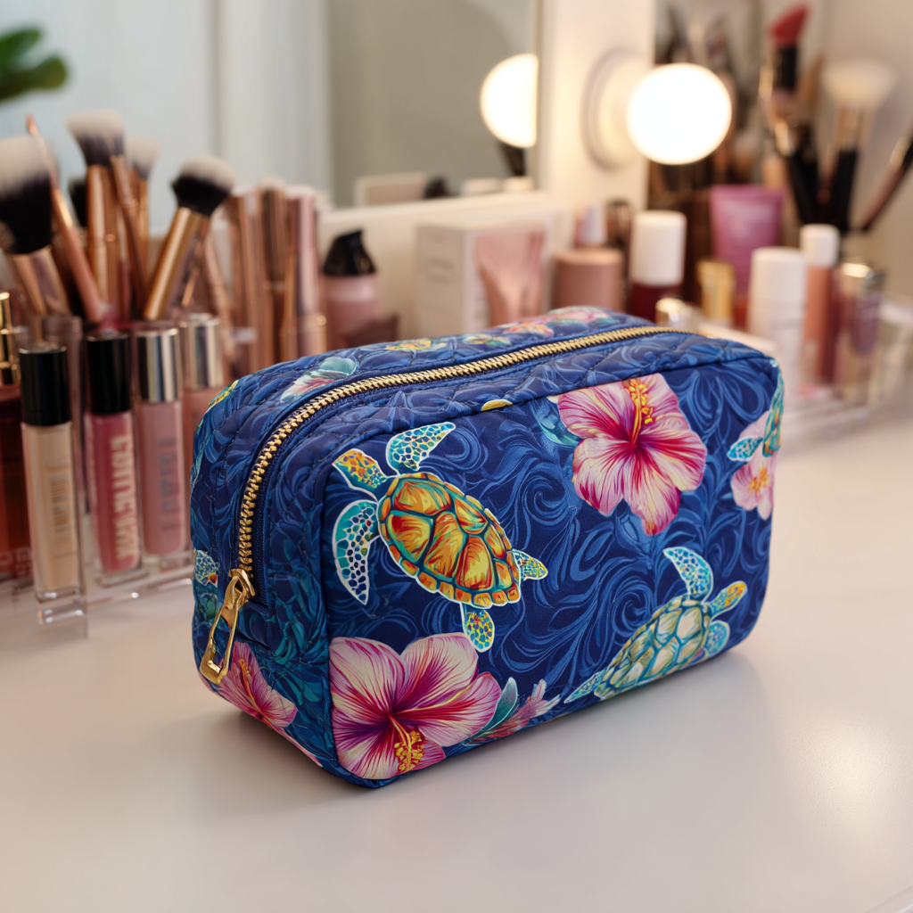 Ocean Turtle Quilted Makeup Bag NCU0DK10238