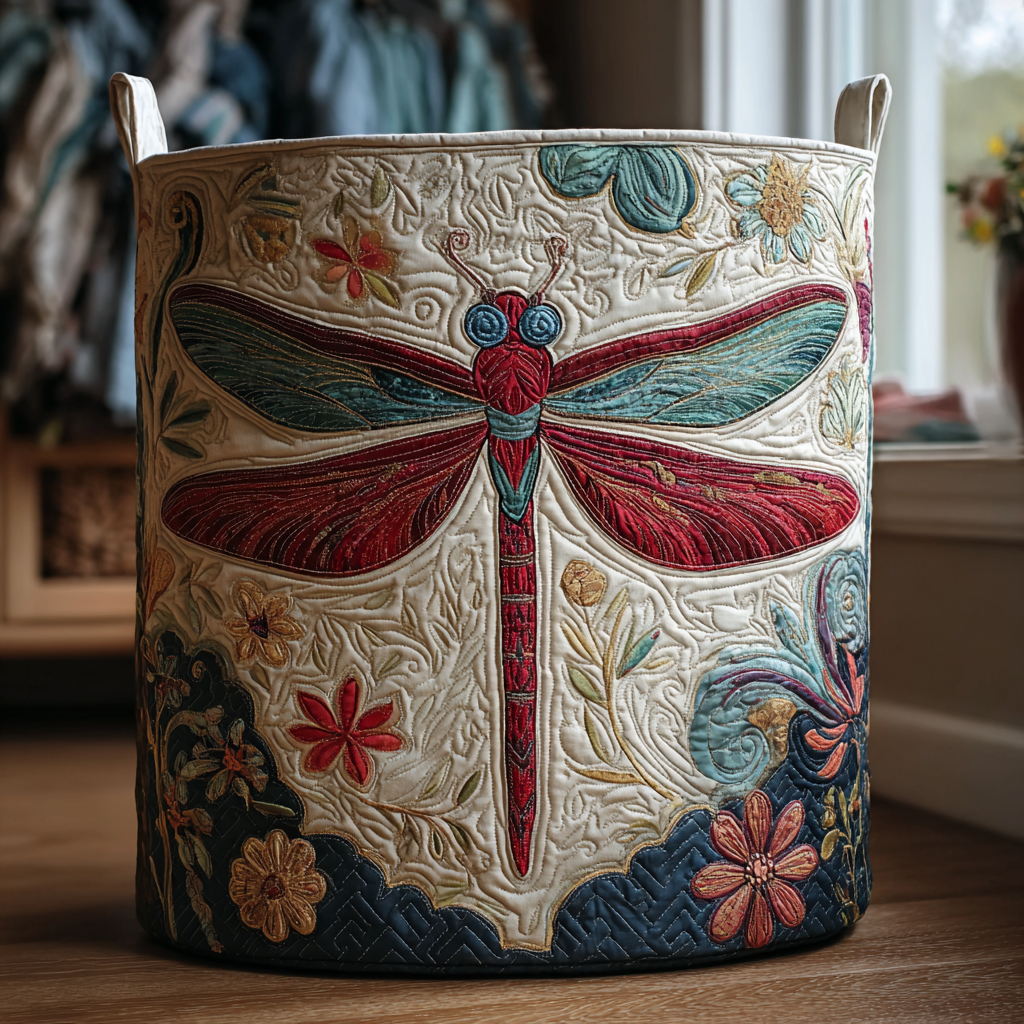Skye Pure Dragonfly | Quilted Laundry Basket