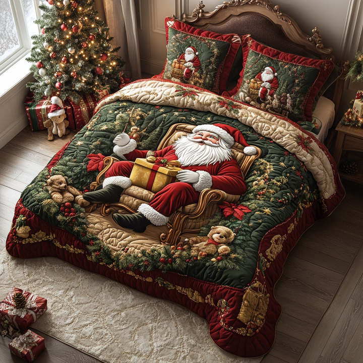 Santa Moment 3-Piece Quilted Bedding Set NCU0DV2171