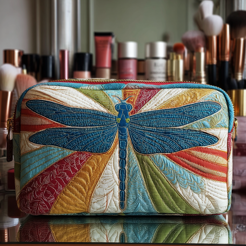 Shining Dragonfly Quilted Makeup Bag NCU0DK10231