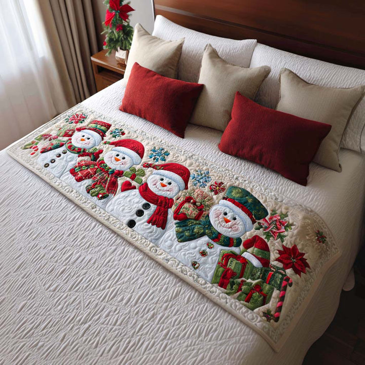 Snowman Smiles Quilted Bed Runner NCU0NT9795