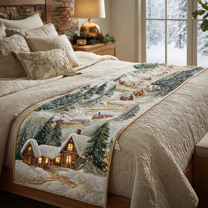 Snowy Cabin Quilted Bed Runner NCU0DV8902