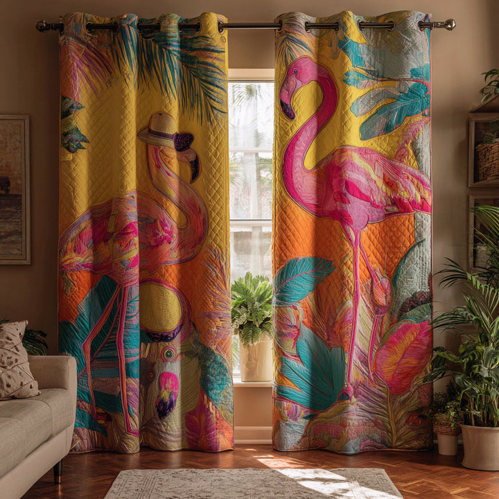 Solar Flamingo Quilted Curtains NCU0HH1730