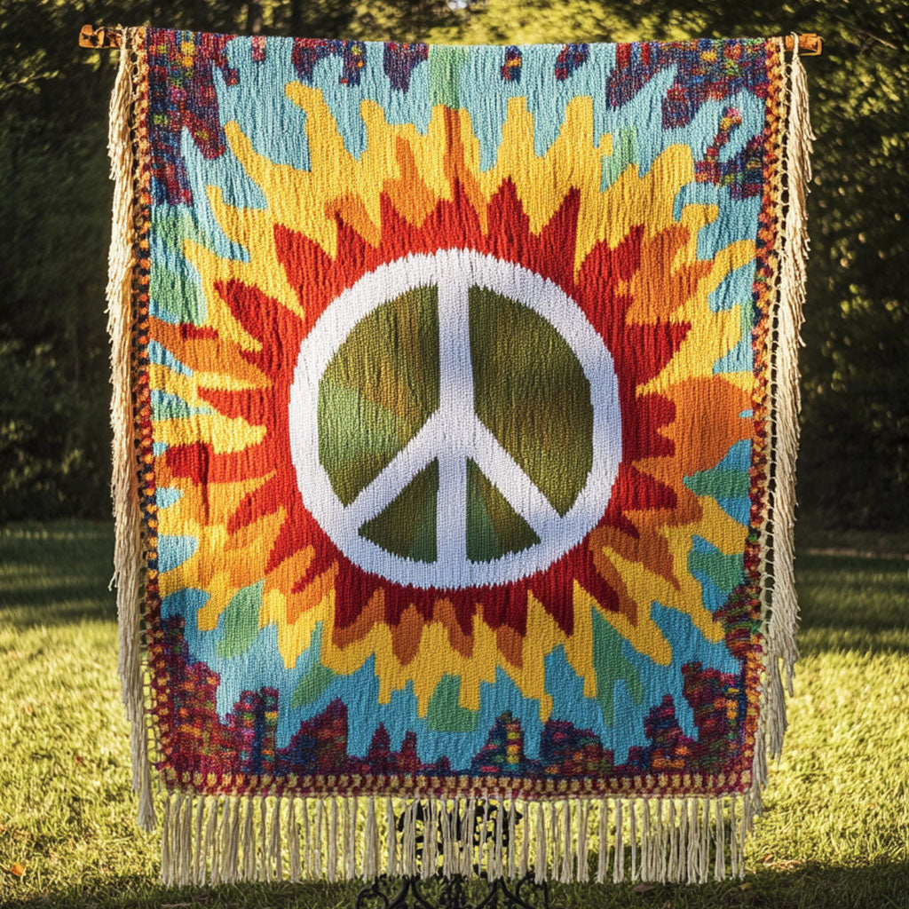 Sunburst Peace Woven Sofa Blanket NCU0NT4791