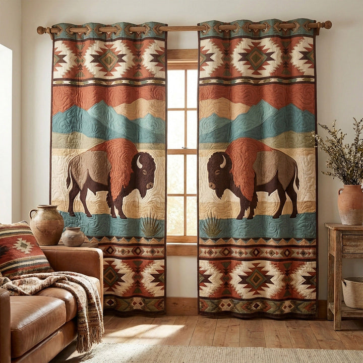 Sunset Totem Quilted Curtains NCU0TV1622