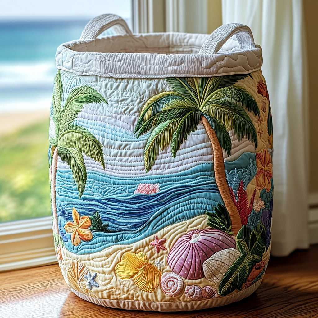 Tropicove Tropical Beach | Quilted Laundry Basket