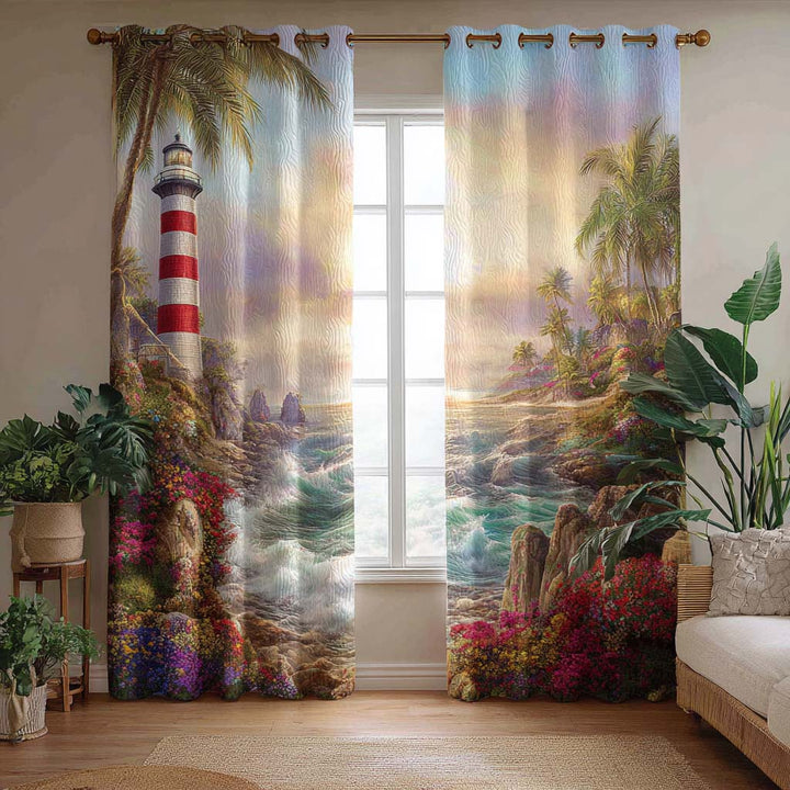 Tropical Lighthouse Quilted Curtains NCU0HH1777