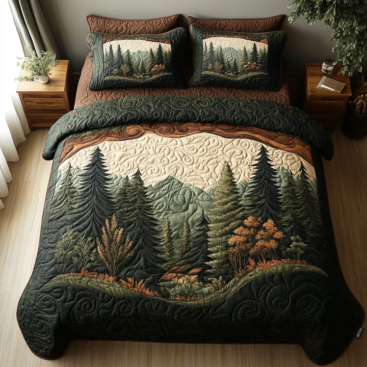 Woodland Wanderlust 3-Piece Quilted Bedding Set NCU0DV4741