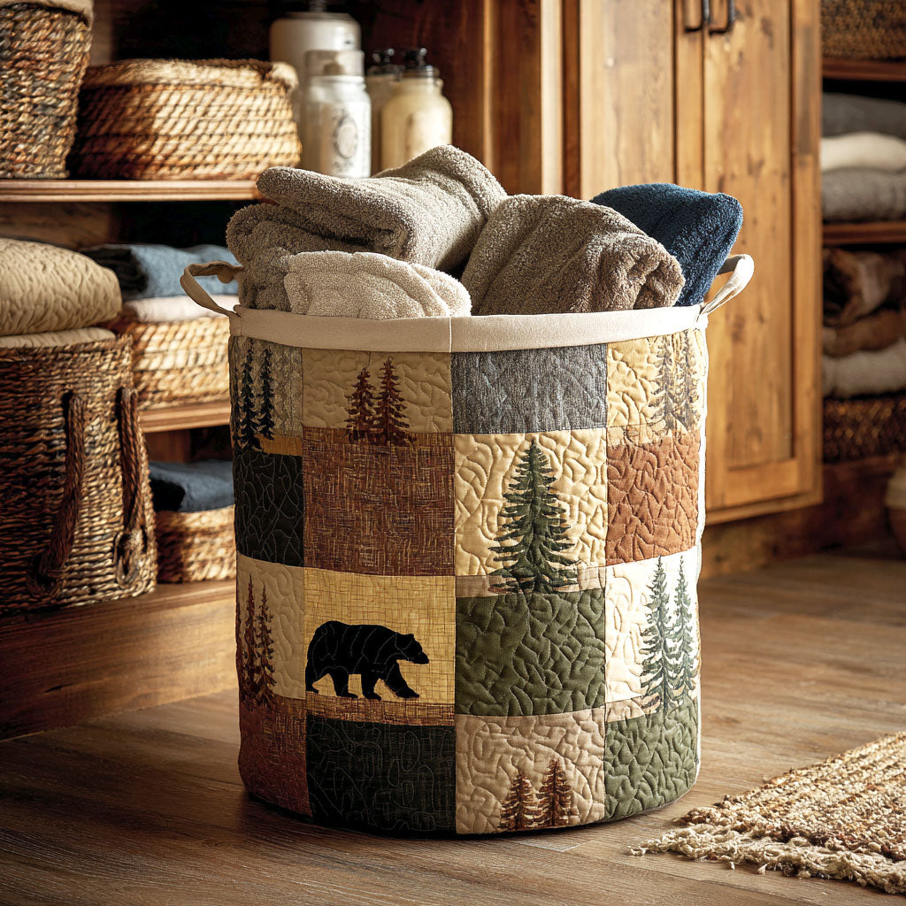 Evie Woodland Patch | Quilted Laundry Basket