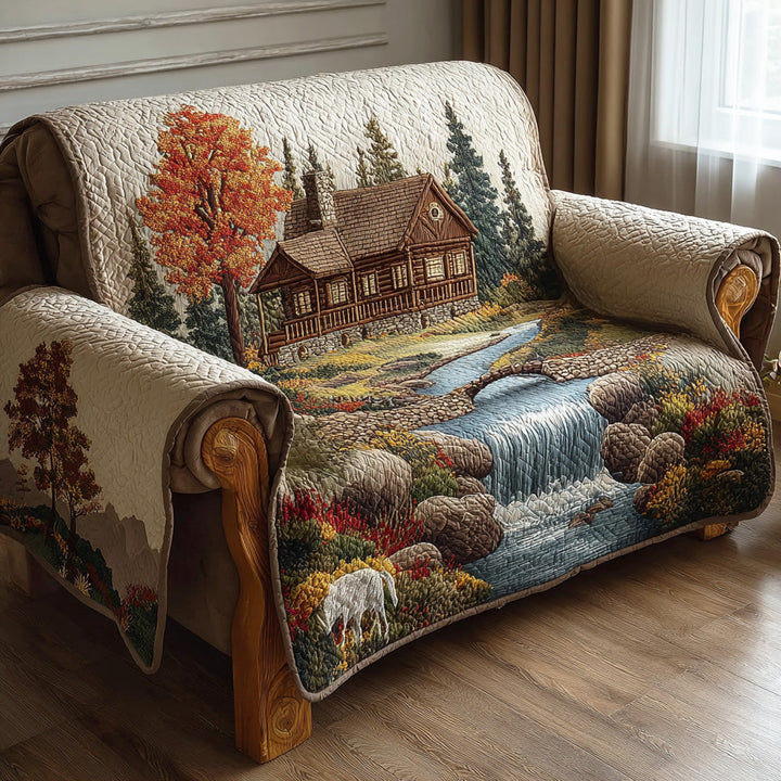 Woodland Rustic Shade Quilted Sofa Cover NCU0TD1802