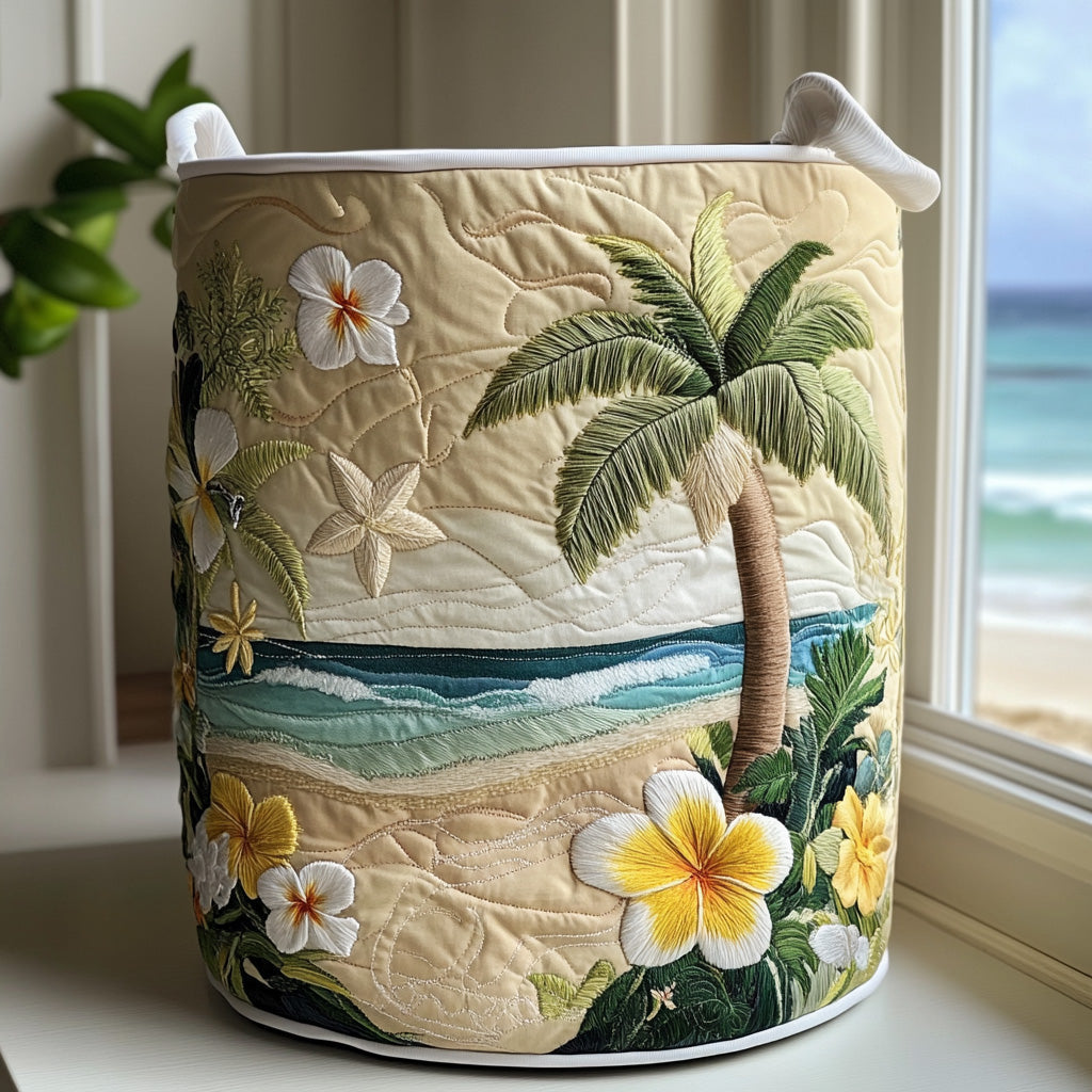Palmora Tropical Beach | Quilted Laundry Basket