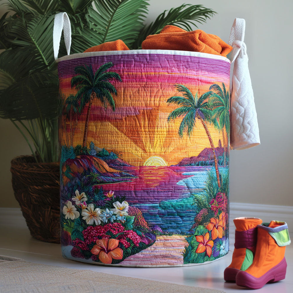 Sunwave Ocean Sun | Quilted Laundry Basket
