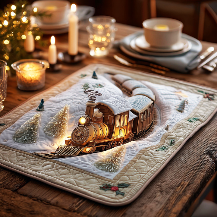 Steam Train Christmas Quilted Placemat NCU0TD814